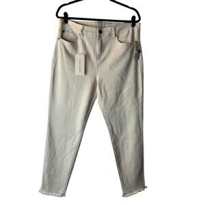 Vince Camuto Jeans Size 32/14 Ivory Ankle Length Frayed Hem High Rise